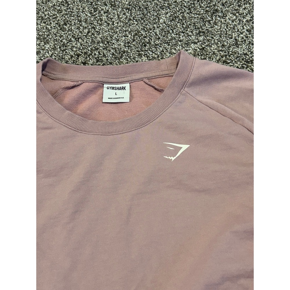 D37 Gymshark Cropped Long Sleeve Sweatshirt lilac purple Crewneck Women's Size L - Picture 3 of 3